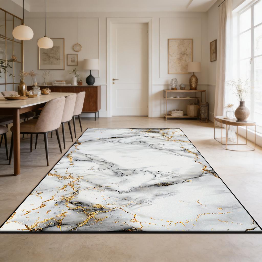 Marble Style Dining Room Long Rug Decoration Bedroom Living Room Non-slip Washable Carpet Cloakroom Soft Fluffy Tables Chair Mat