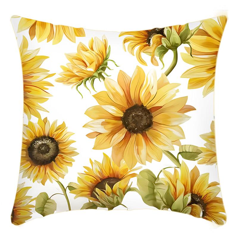 New Pillowcase Green Plant Letter Print Pillowcase Sunflower Print Pillowcase Home Sofa