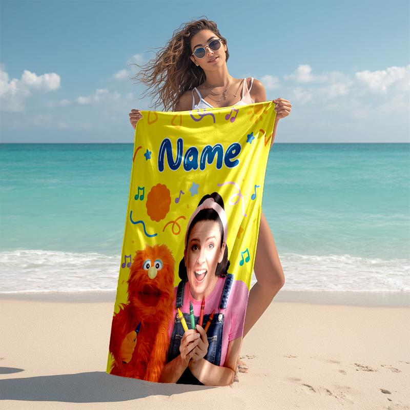 Personalized Customized Proof Beach Towel with Ms. Rachel Pattern - Soft, Absorbent,quick-drying,perfect Swimming,camping&bathing