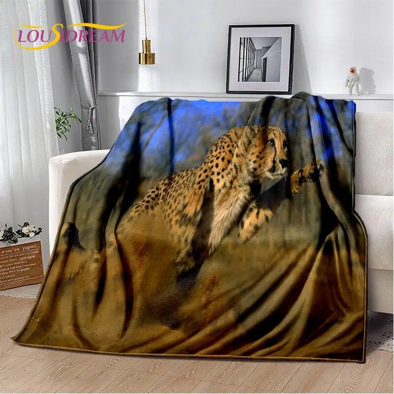 3D Animal Leopard Cheetah Cartoon Beast Soft Plush Blanket,Flannel Blanket Throw Blanket for Living Room Bedroom Bed Sofa Picnic