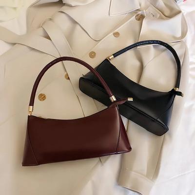 Sac à bandoulière rétro monochrome en PU pour femmes petit sac carré