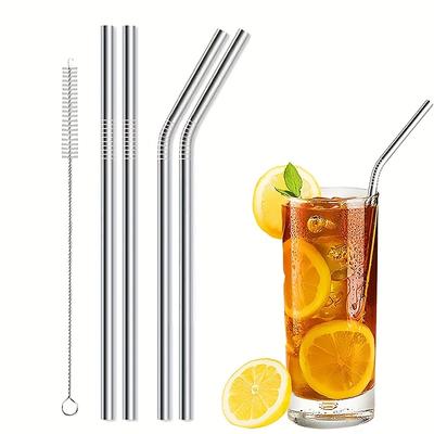 Wiederverwendbare Metall-Trinkhalme (gerade und gebogen), tragbare Edelstahl-Reisehalme mit Reinigungsbürste, Zubehör für 40oz Wasserbecher