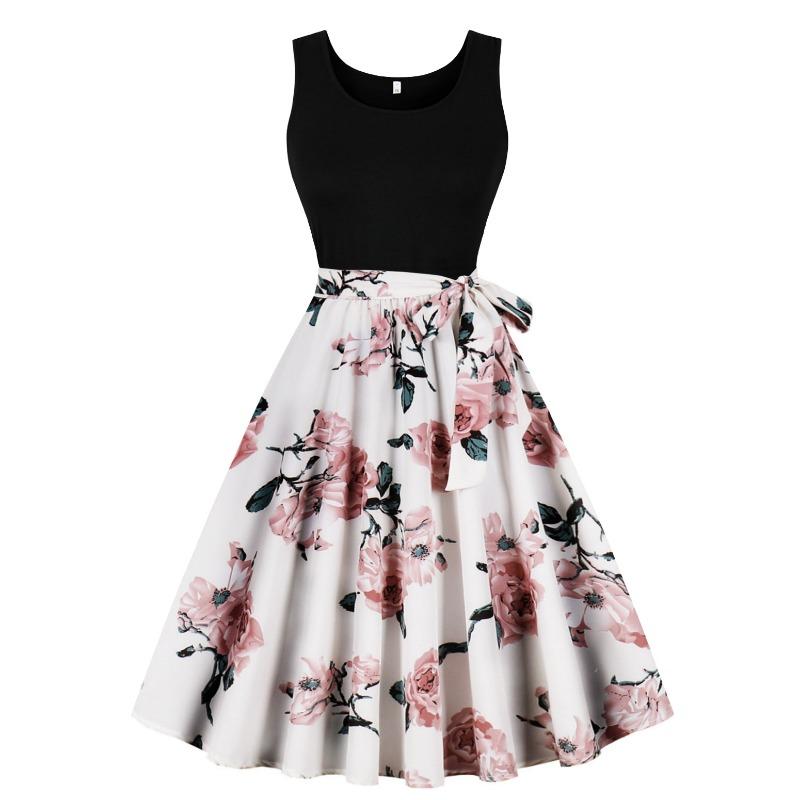 Summer new retro vest collar sleeveless black spelling print pendulum jumpsuit