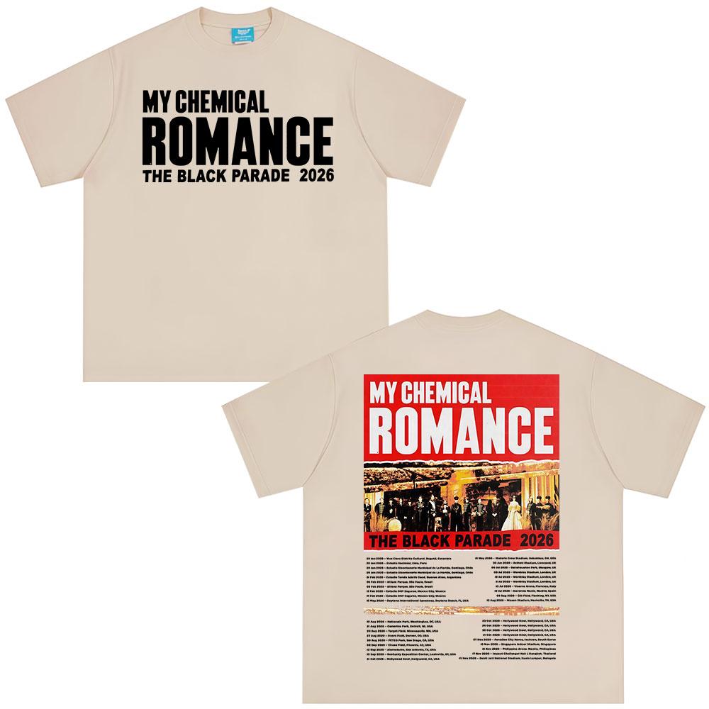 Rock Band My Chemical RoUnisexce Tshirt The Black Parade Tour Tshirts Unisex Women Clothing Fashion Vintage YK Top Streetwear