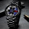 New Arrival Fashion Watches Alloy Watch Band Black Round Stainless Steel Quartz Wrist Watch for Male Wristwatch