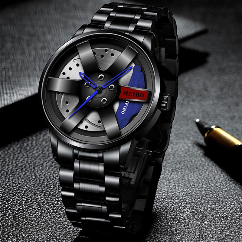 New Arrival Fashion Watches Alloy Watch Band Black Round Stainless Steel Quartz Wrist Watch for Male Wristwatch