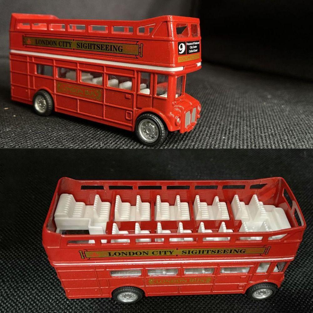Double Decker Travel Bus Model Simulation Pull Back Vehicle Car Decor Bus Car Model Kids Toy