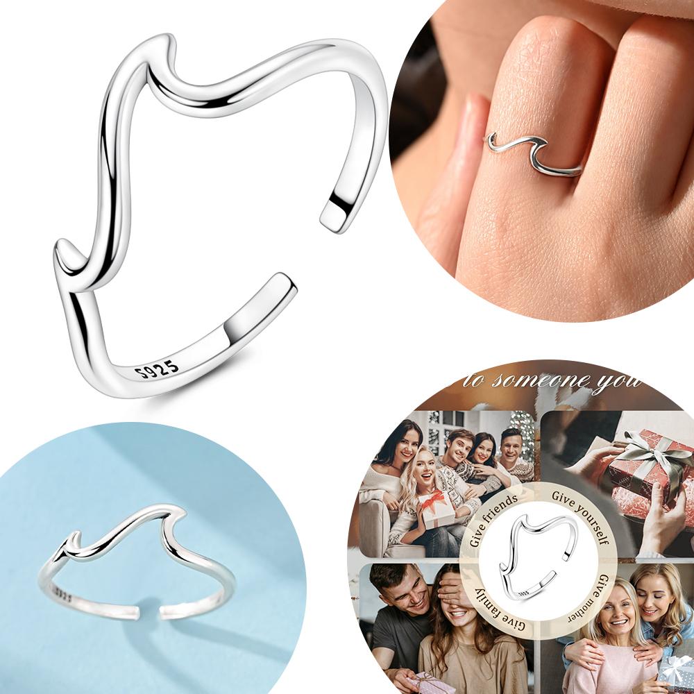 Original Copper Classical Wave Opening Ring Women'S Simple Rings Jewelry Valentine Day Gift Jewelry Accessory