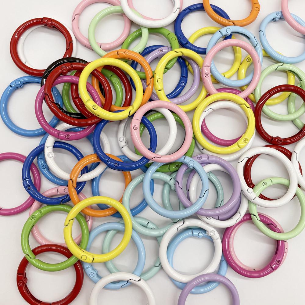 33mm Colorful Coil Spring Snap Buckle Luggage Bag Doll Keychain Ring Ornament