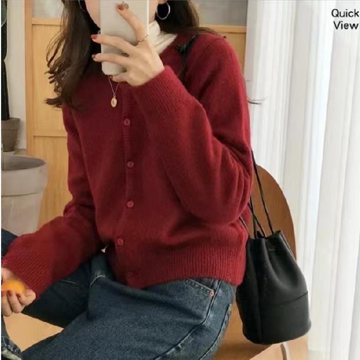 

Кардиган песочного плетения Core-Spun: Многослойный, свободный свитер-пальто, женский топ в корейском и западном стиле. One Size вино красного