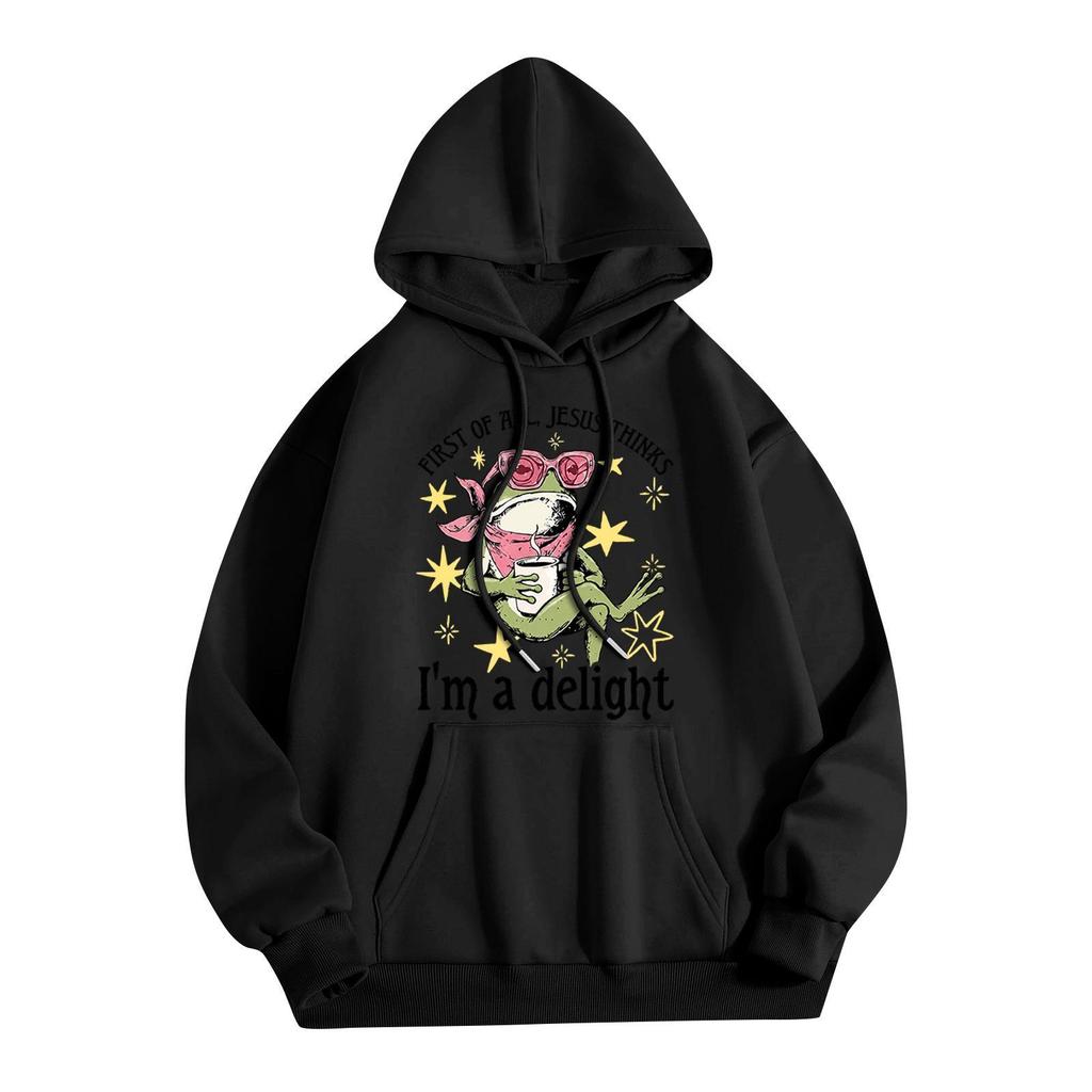 Women's Casual Loose Fit Letter Print Long Sleeve Pullover Hoodie for Everyday Wear