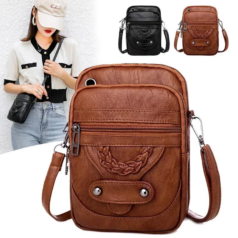 Crossbody New Texture Shoulder Bag Soft Leather Western Style Mature Fashion Retro Small Bag