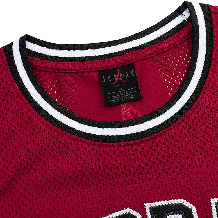 Jordan Camiseta de Baloncesto de Malla Transpirable con Estampado de Letras de la NBA para Niños Camiseta para Niños Roja DO1968-687