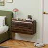 Wall-Mounted Bedside Table with Handleless Drawer and Wall Fixing, 80x30x45cm, Walnut