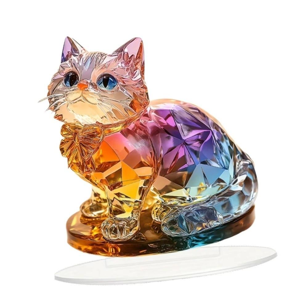 Handmade 2D Cat Sculpture Acrylic 2D Miniature Cat Ornament 2D Cat Ornament Bedroom Decoration