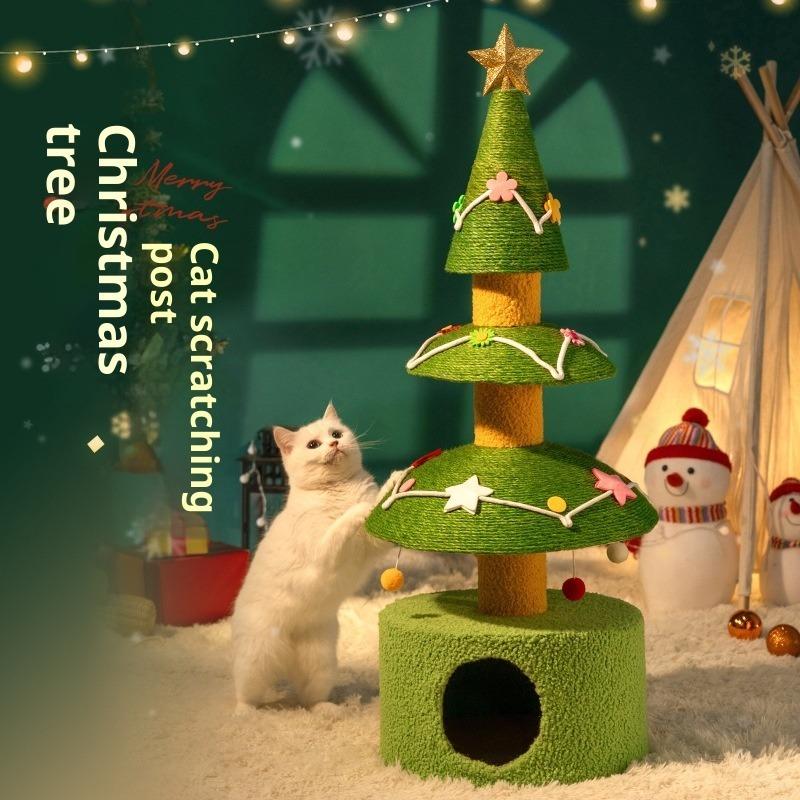 Vánoční strom kočičí škrabadlo kočičí stelivo integrovaný sisalový kočičí škrabací sloup odolný proti poškrábání drobečky