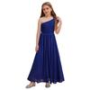 Girls Elegant One Shoulder Party Dress Guipure Lace Detail Flattering Ruched Chiffon Maxi Evening Dress