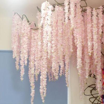10 Pcs/pack 90CM Artificial Cherry Blossom Vine Silk Flowers Sakura for Party Wedding Ceiling Decor Fake Garland