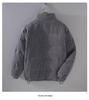 Men's Solid Color Retro Corduroy Down Jacket - Stand-up Collar Warm Cotton-padded Outerwear