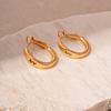Real gold electroplated retro letter geometric circle silver needle earrings European and American simple niche earrings 