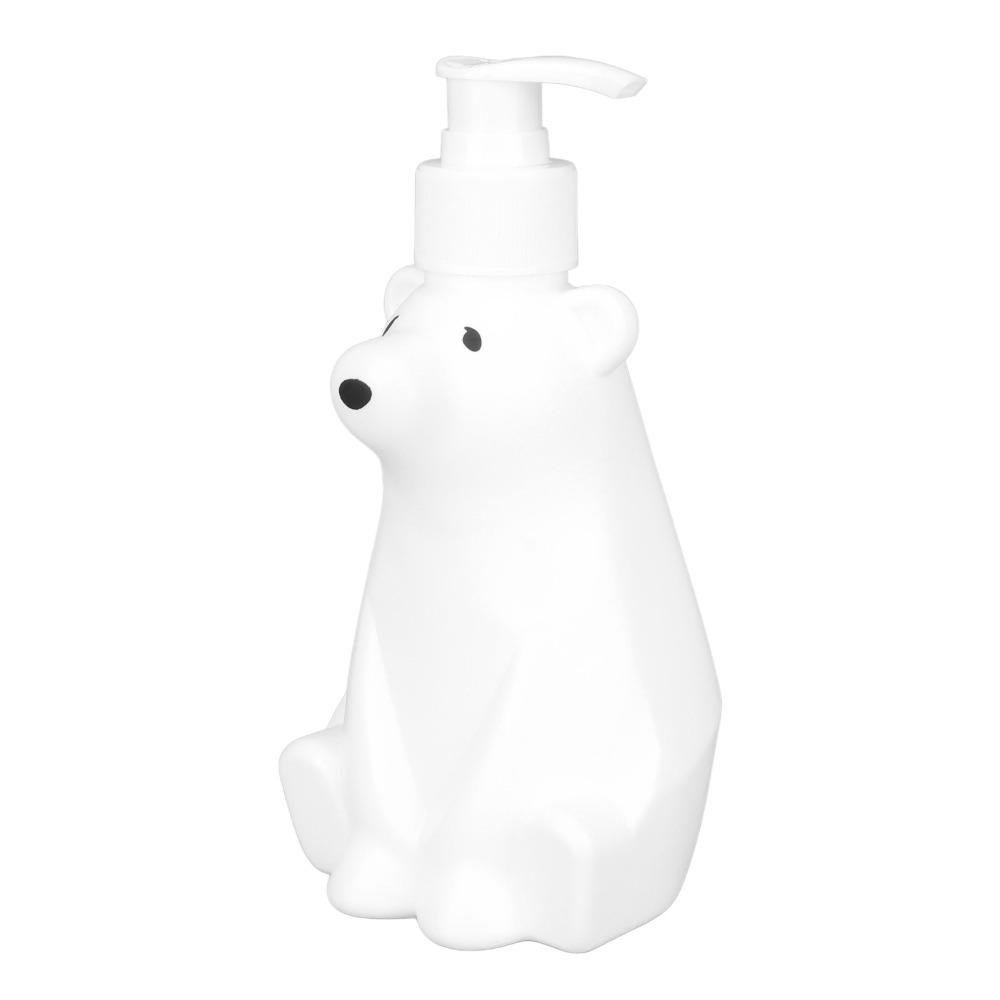 Plastic Shampoo Dispenser Bear Shaped White Lotion Dispenser Refillable Decorative Shower Bottle