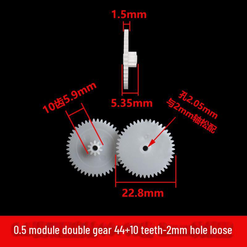 Dwuwarstwowa plastikowa przekładnia zębata o module 0,5, 40-56 zębów, konstrukcja z podwójną redukcją