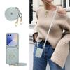 Grid Crossbody Phone Case for Samsung Z Flip 7 6 5 4 3 Flip7 Flip6 Flip5 Flip4 Flip3 Phone Cover Lanyard Phone Case Cards Slots