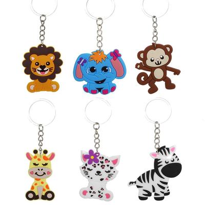 Jungle Animal Cartoon Keychain - Cute PVC Epoxy Pendant for Car Keys
