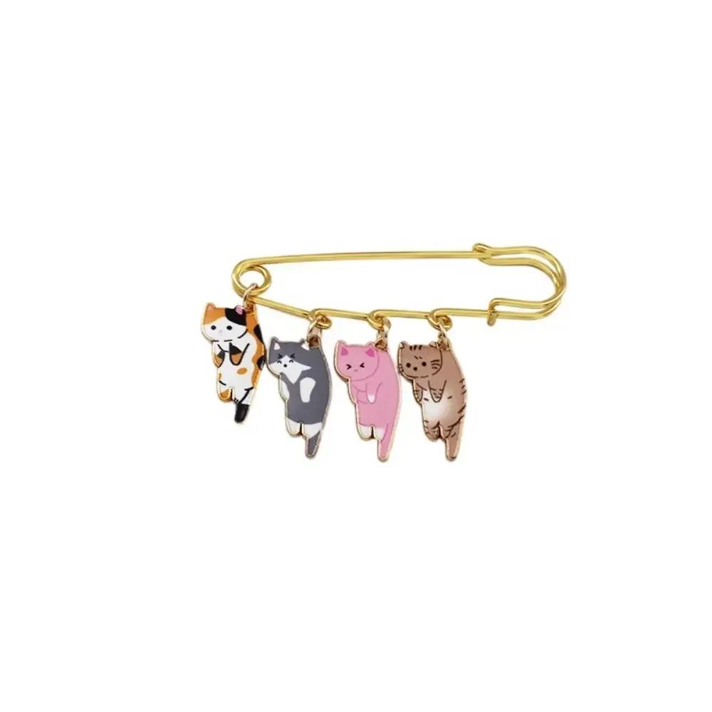 

Гальванизированная кавайная эмалевая брошь в виде кошки из мультяшного сплава с антибликовым покрытием, геометрическая булавка на лацкан для женщин