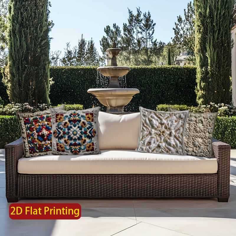 2D Exquisite Floral Patterned Decorative Pattern Cushion Cover Suitable For Sofa Bedroom Car Pillow Cover