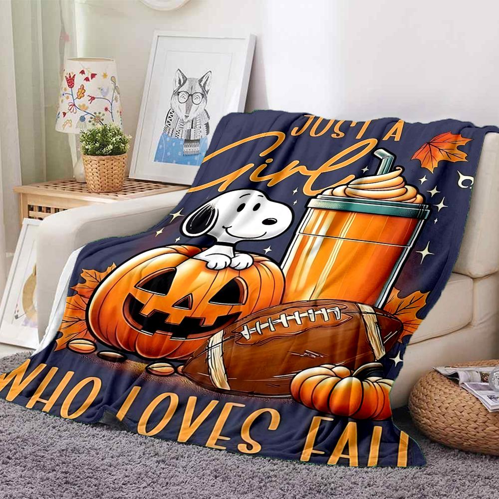 1Pc Halloween Snoopy Pumpkin Night Blanket Soft And Comfortable Casual Warm Camping Travel Christmas Halloween Gift M917102