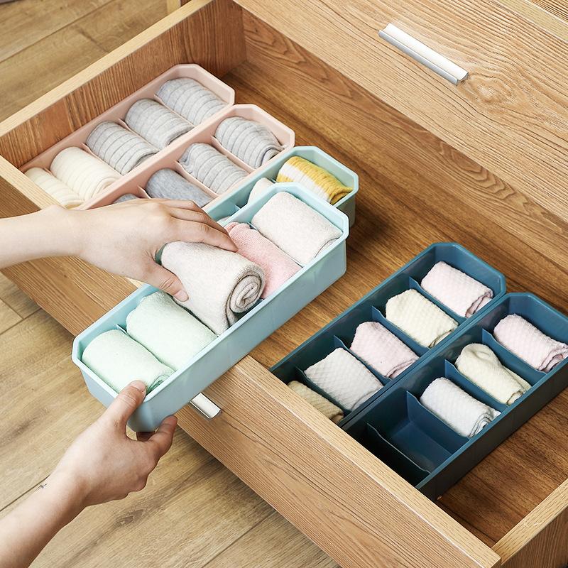 1PC 5 Grid Storage Box Multifunctional Drawer Organizer for Underwear Socks Sundries PP Container Home Organizer
