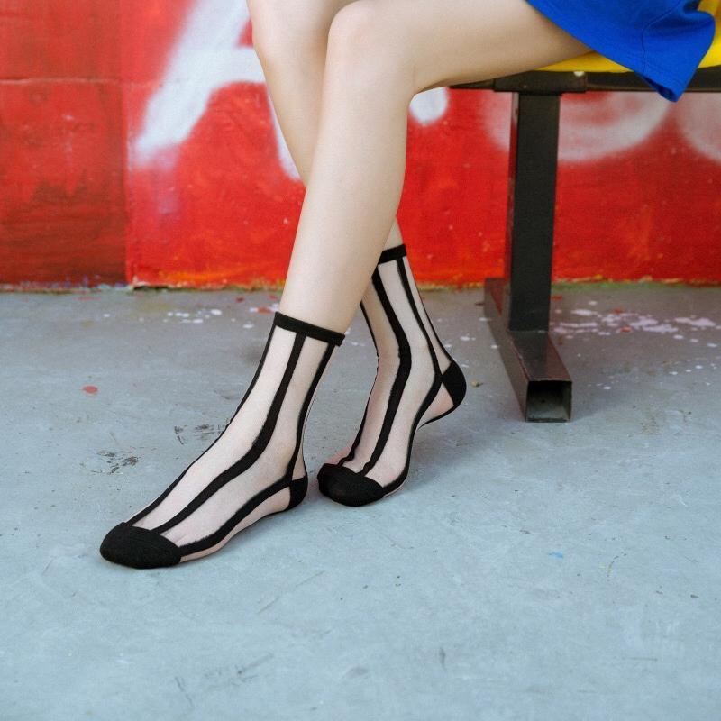 5 pairsFashion Kawaii Women Socks Sexy Lace Mesh Fishnet Socks Mixed Transparent Stretch Elasticity Ankle Net Yarn Thin Sox