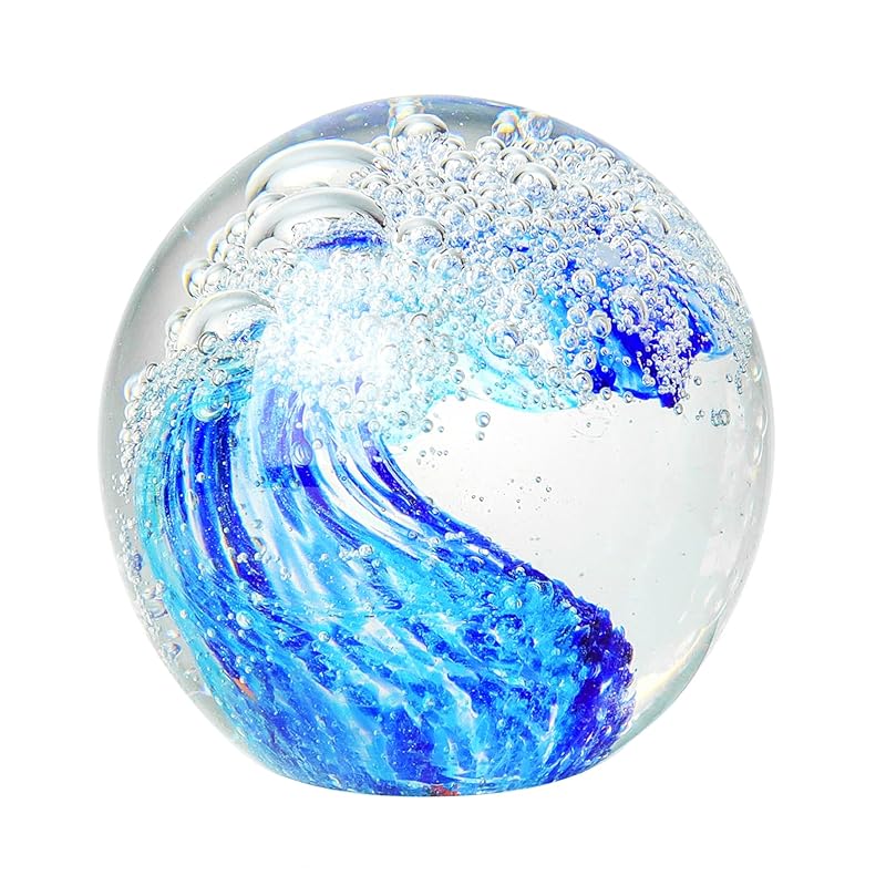

Felimoa glass objects sea wave ocean sphere interior Approximately 80mm in diameter