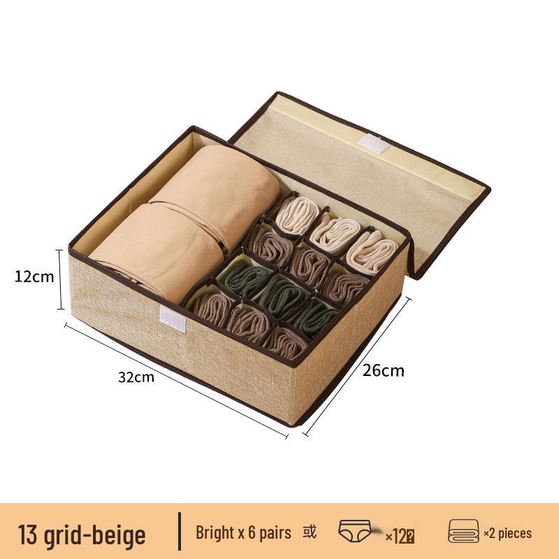 Foldable Underwear & Sock Organizer with Lid for Bedroom Drawers