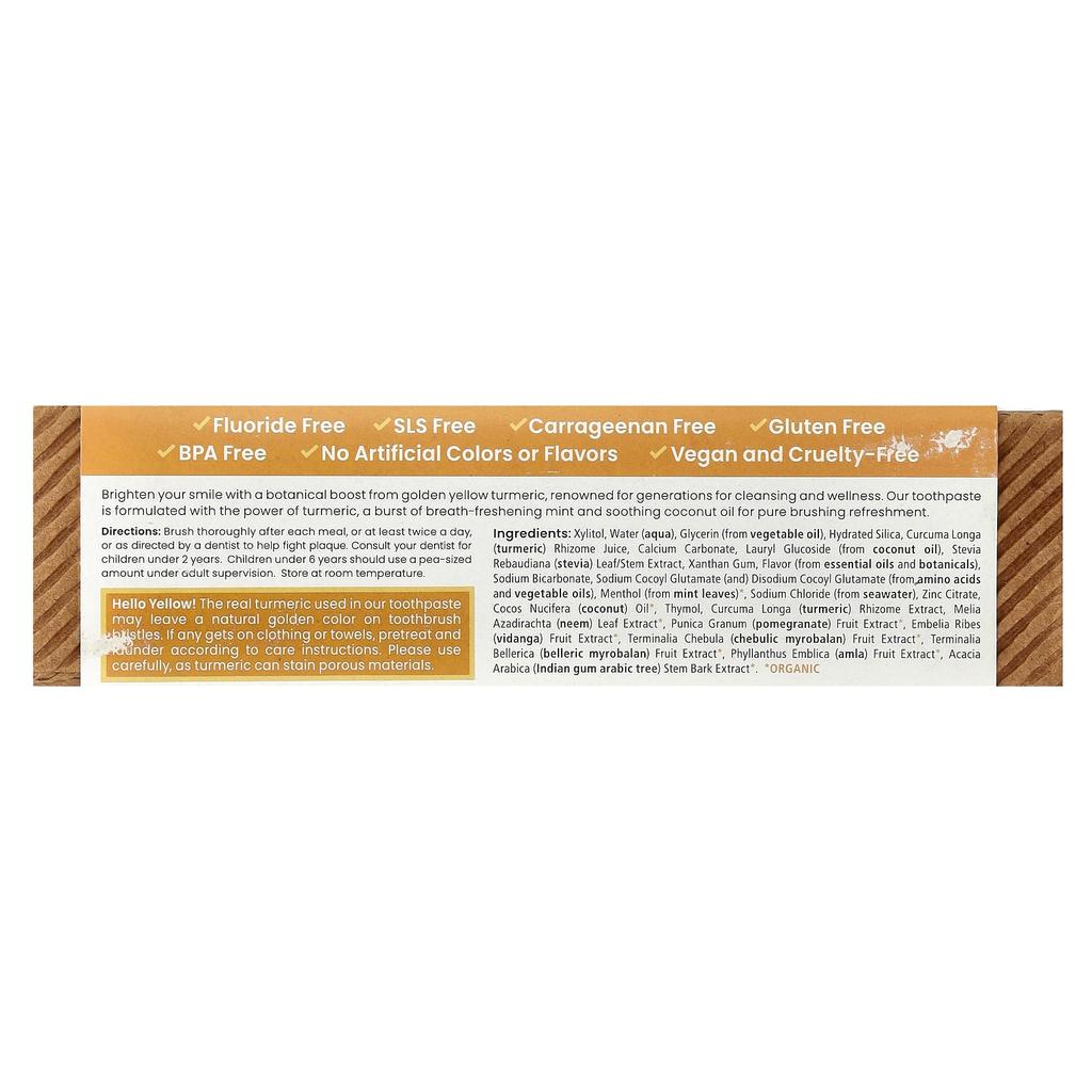 Whitening Anti-Plaque Toothpaste, with Turmeric and Coconut Oil, Mint, 113G(4.0Oz)