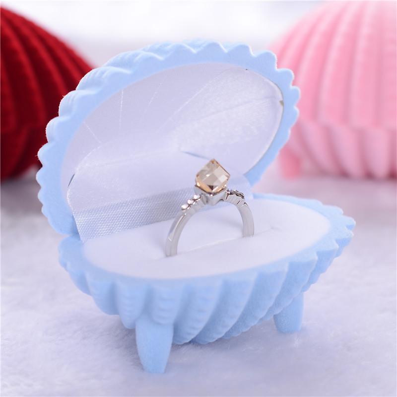 Shell Crown Star Shape Flocked Jewelry Box Adorable Small Organizer for Rings Necklaces Dresser Vanity Table Jewelry Storage