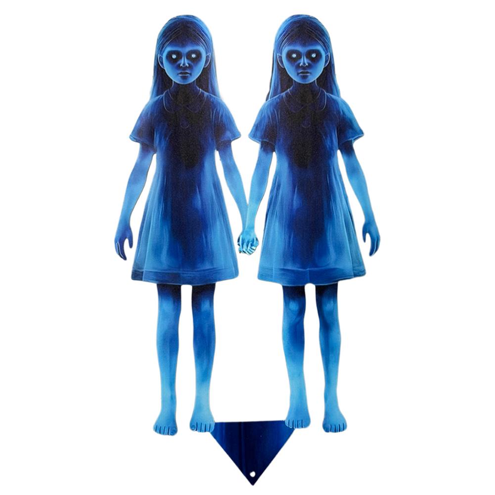 1 PC Iron Twins Halloween Yard Signs Stakes Scary Halloween Decorations Garden Ghost Stakes For Lawn Patio Haunted House