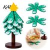 Decorative Wooden Tray for Holiday Table Tree-Shaped Trivets with Storage Stand, Collapsible Heat Resistant Natural Wood Insulation Pad Dishes