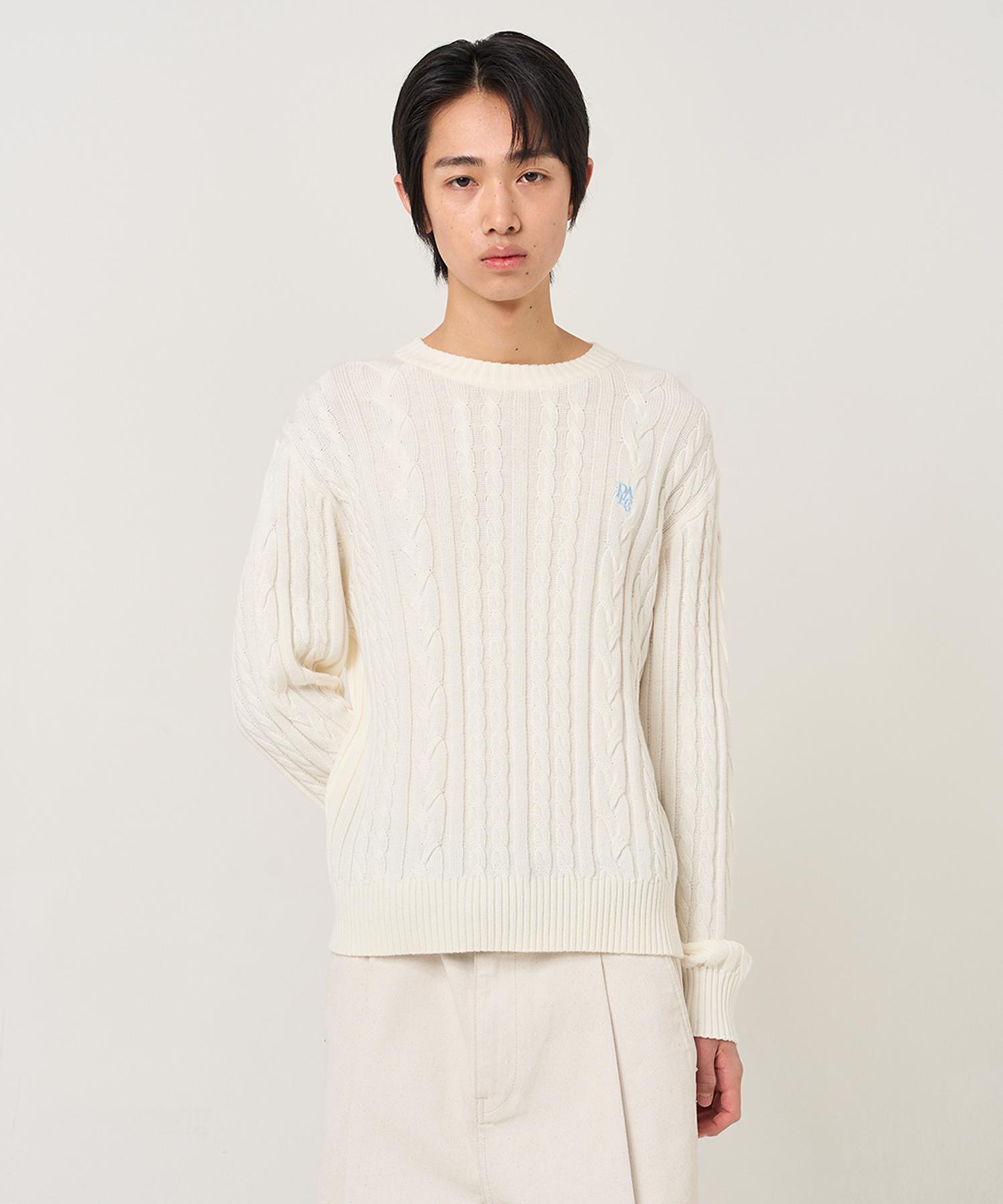 Plack Cable Crop Knit Ivory L/Free