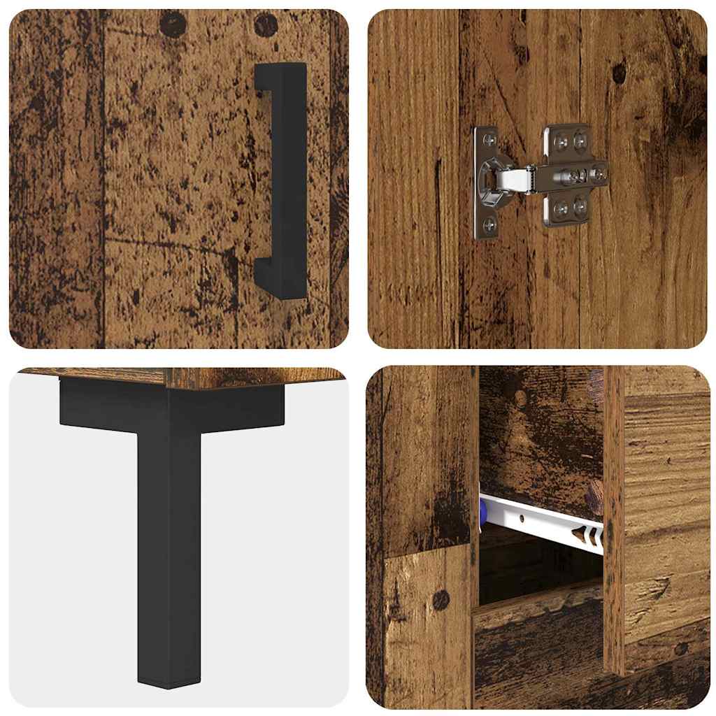Wall Mounted Highboard Reclaimed Wood Look 69.5 x 34 x 180 cm Particleboard