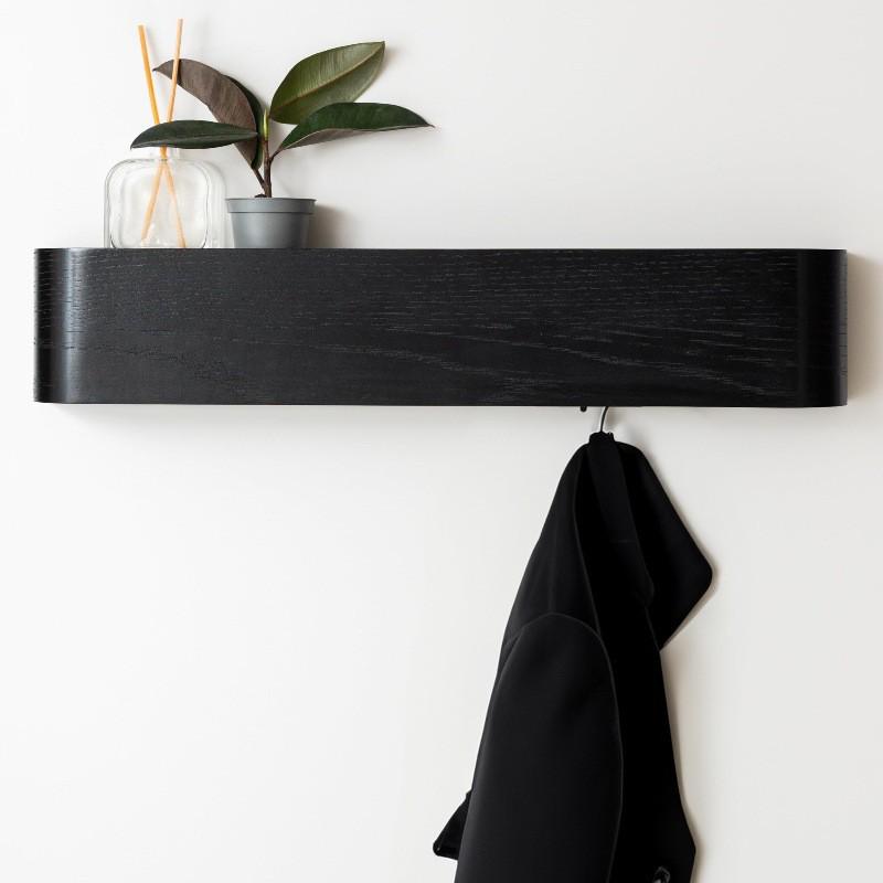 Walnut Wood Wall-Mounted Coat and Hat Rack for Living Room Entryway