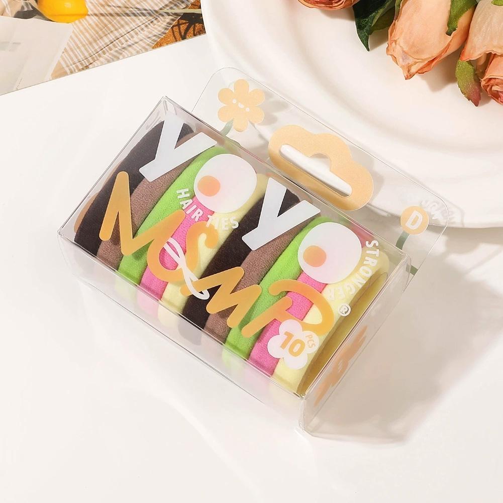 

10 шт./компл. Простая разноцветная резинка для волос, мягкая, бесшовная, высокоэластичная, прочная резинка для волос, головной убор, аксессуары для волос 05