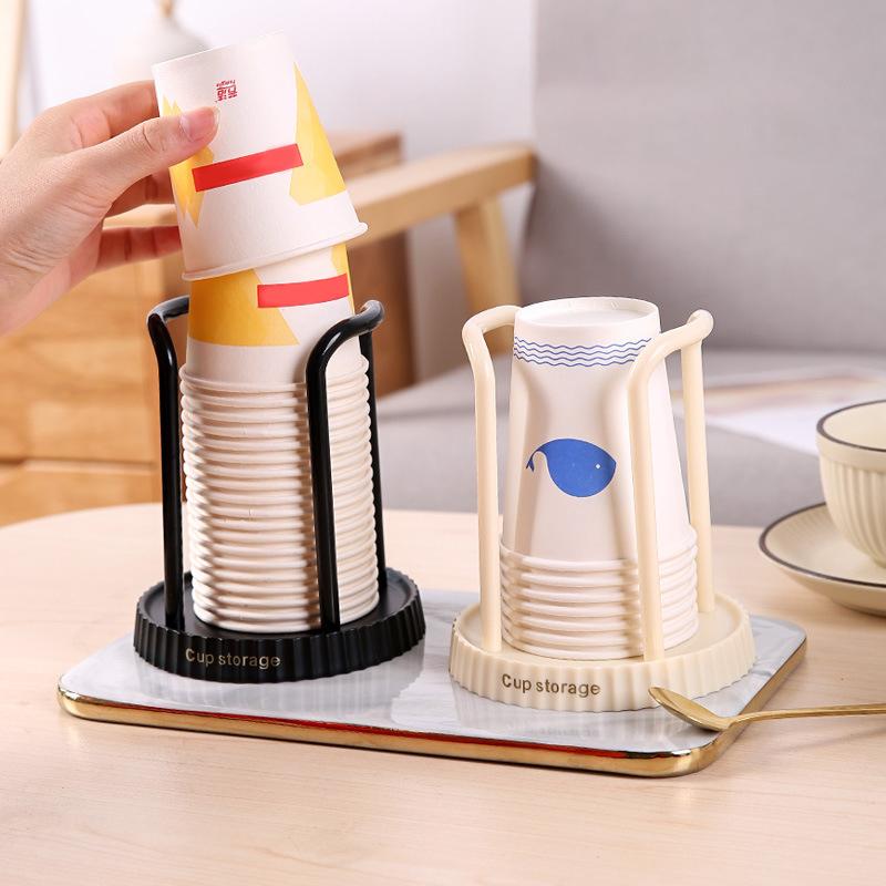 Disposable Cup Storage Holder Rack Shelf Water Tea Cups Dispenser Mug Display Stand Organizer Supplies Home Organization