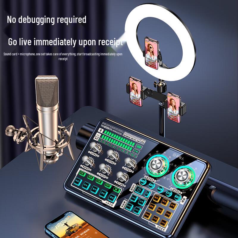 Professional Live Stream Sound Card & Microphone Set