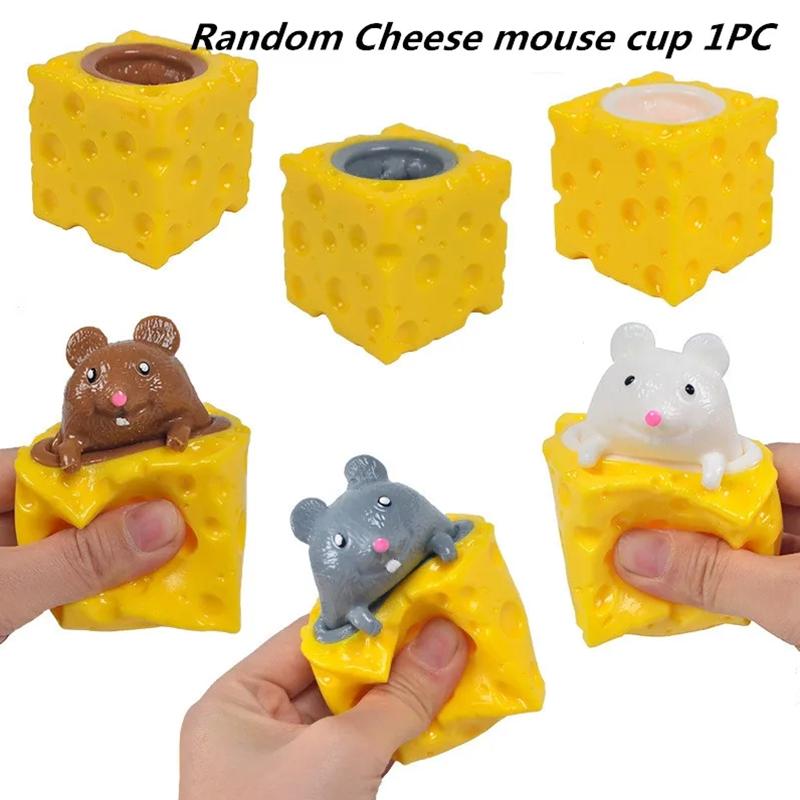 Pop-up Legrační myš a sýrový blok squeeze antistresová hračka na schovávanou postavu hračky pro úlevu od stresu pro děti pro dospělé