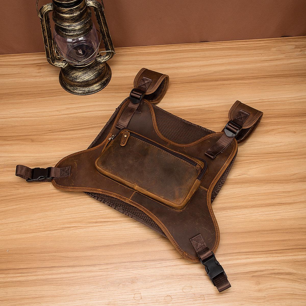 Кожаная винтажная уличная сумка Crazy Horse — фото 9