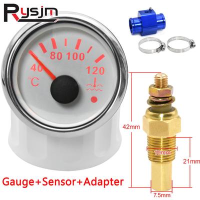 HD 52mm Water Temp Meter With Alarm Funtions 40-120℃ Water Temp Meter Indicator + Coolant Temperature Sensors Adapter 12V/24V