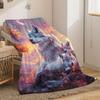 Custom Wolf Family Blanket Sunset Moon Forest Design Personalized Name Fleece Throw All Season Soft Warm Bedding Home Decor Gift