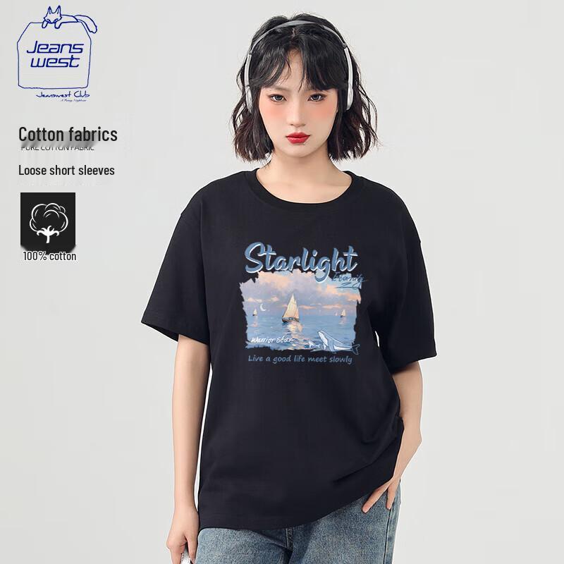 JEANSWEST CLUB Women s Retro Loose T-Shirt M